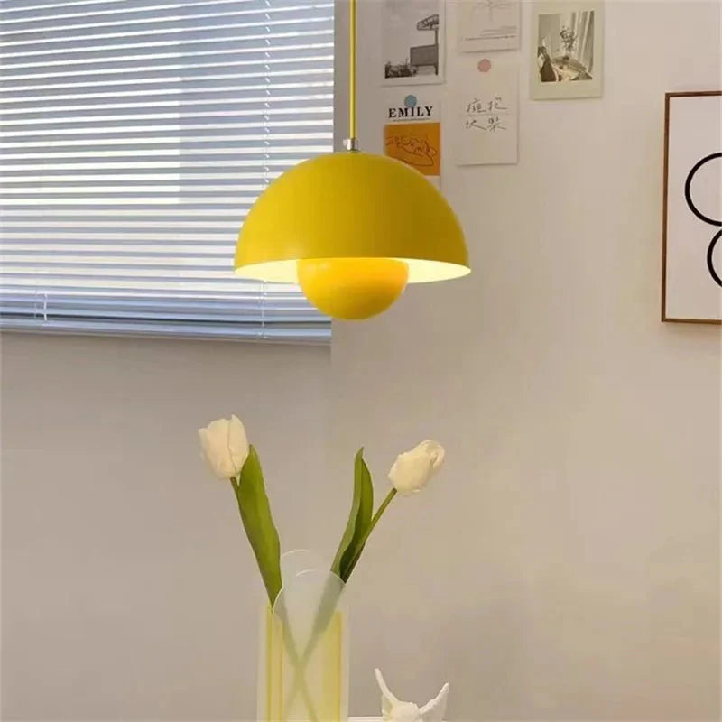 Pendant Lamp | Metal & Matte Finish | Half-Sphere Minimalist Design | Living Room Accent