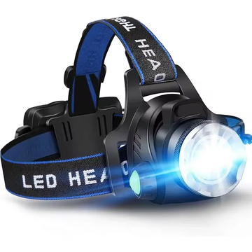 Rechargeable Waterproof LED Headlamp with Zoom for Outdoor Adventures