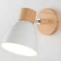 Wall Lamp | Natural Wood & White Matte Finish | Adjustable Shade | Living Room Accent