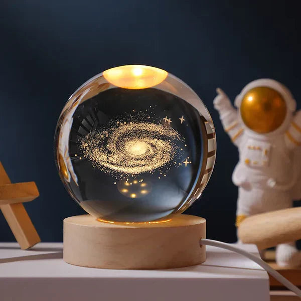 LED Crystal Ball | Clear Crystal & LED Light | Spherical Moon Design | Living Room Accent