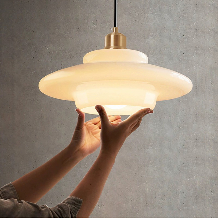 Modern Minimalist Glass Pendant Lamp with Brass Accents