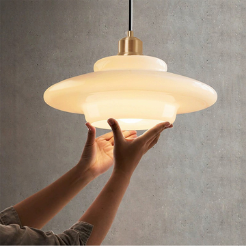 Modern Minimalist Glass Pendant Lamp with Brass Accents