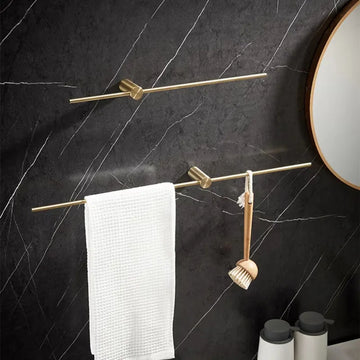 Luxury Stainless Steel Towel Bar Set with Adjustable Hooks - Modern Wall-Mounted Design
