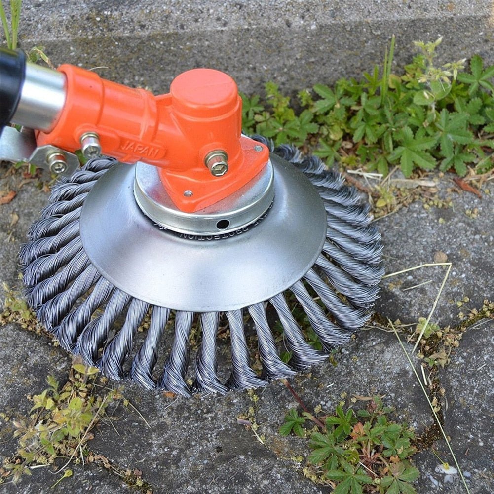 Steel Wire Weed Brush Attachment for Trimmers - Durable Garden Tool