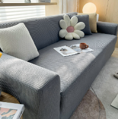 Sofa Cover | Stretch Fabric & Textured Cotton Blend | Soft Ribbed Texture | Living Room Comfort