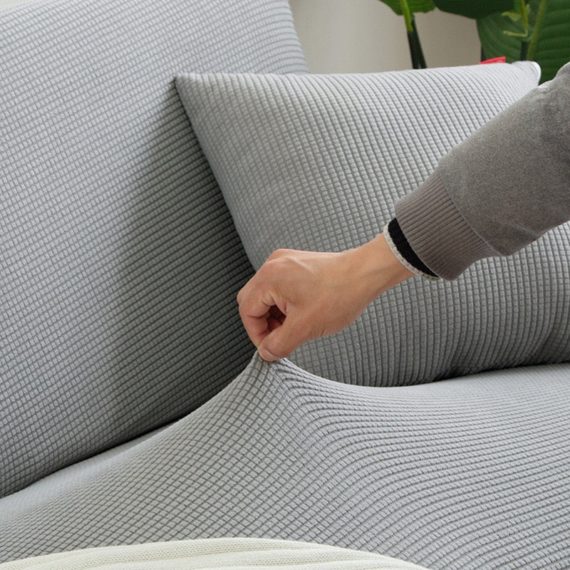 Sofa Cover | Stretch Fabric & Textured Cotton Blend | Soft Ribbed Texture | Living Room Comfort