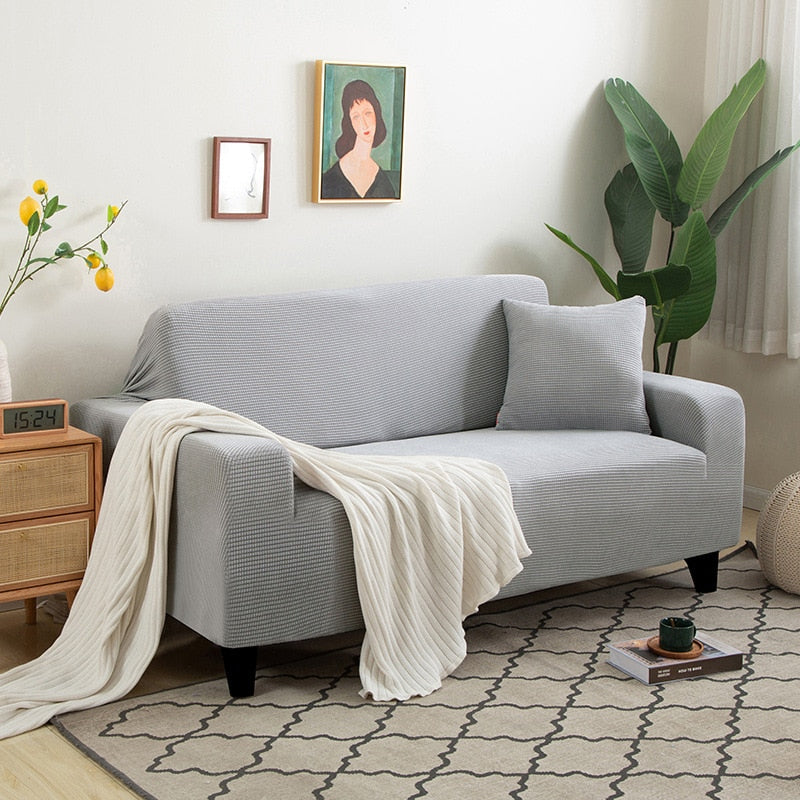 Sofa Cover | Stretch Fabric & Textured Cotton Blend | Soft Ribbed Texture | Living Room Comfort