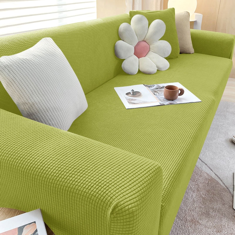 Sofa Cover | Stretch Fabric & Textured Cotton Blend | Soft Ribbed Texture | Living Room Comfort