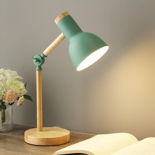 Scandinavian Wooden Table Lamp with Adjustable Arm - Modern Minimalist Design