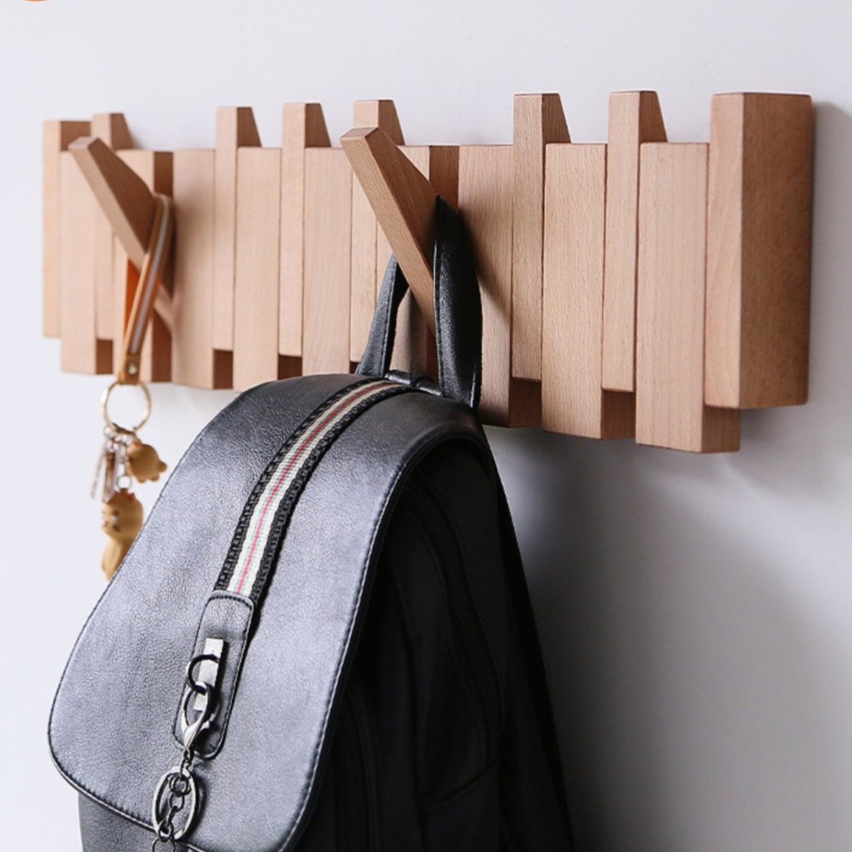 Coatrack | Walnut Wood | Piano-Key Design Wall-Mounted | Sophisticated Living Space