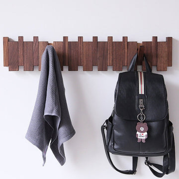Wall-Mounted Wooden Coat Rack with Piano-Inspired Design