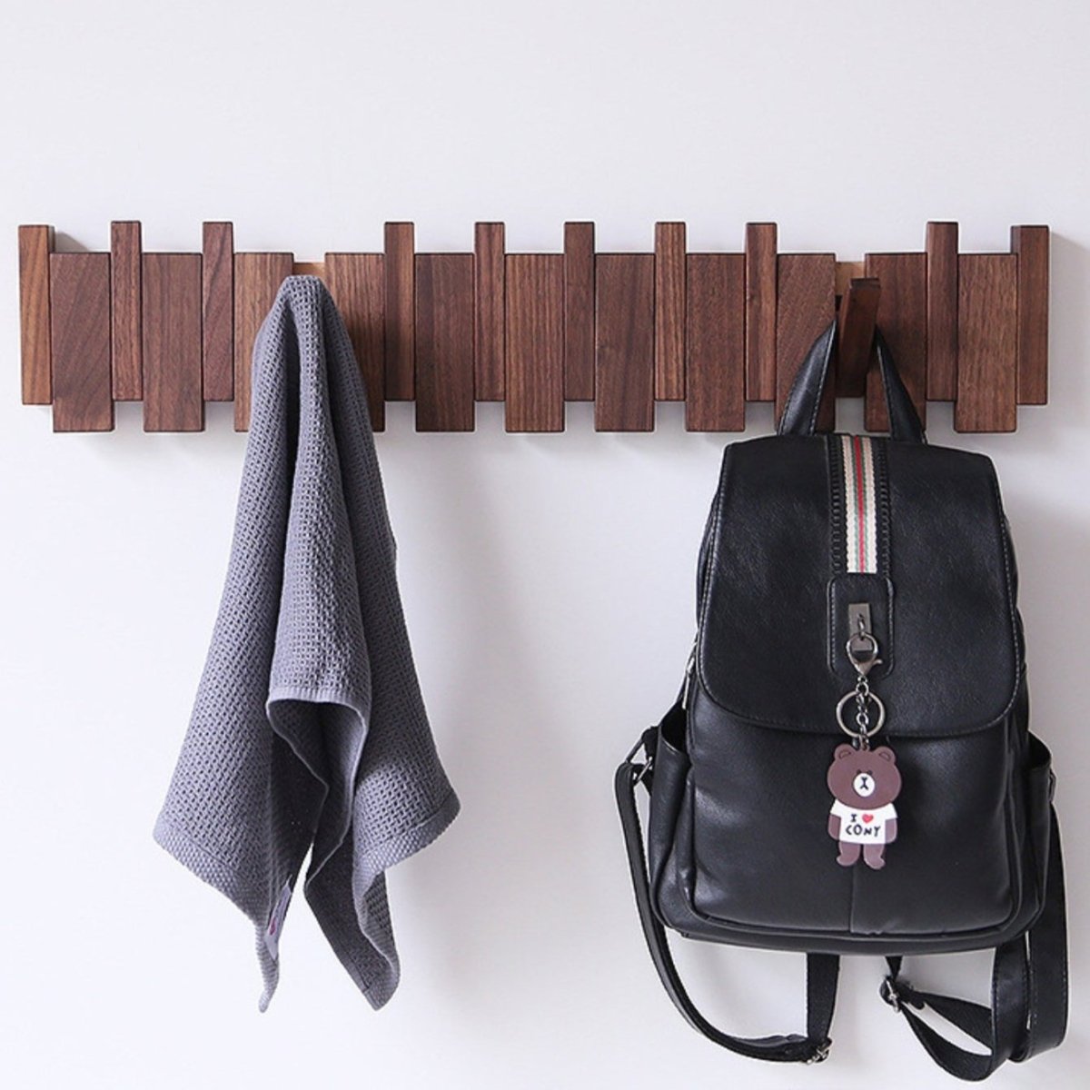 Coatrack | Walnut Wood | Piano-Key Design Wall-Mounted | Sophisticated Living Space