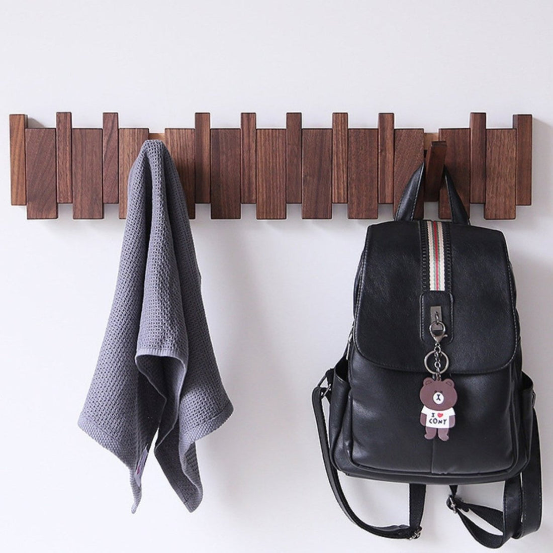 Coatrack | Walnut Wood | Piano-Key Design Wall-Mounted | Sophisticated Living Space