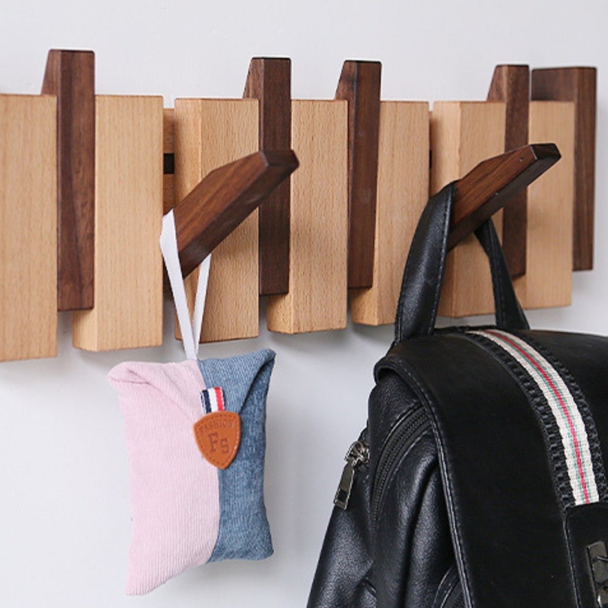Coatrack | Walnut Wood | Piano-Key Design Wall-Mounted | Sophisticated Living Space
