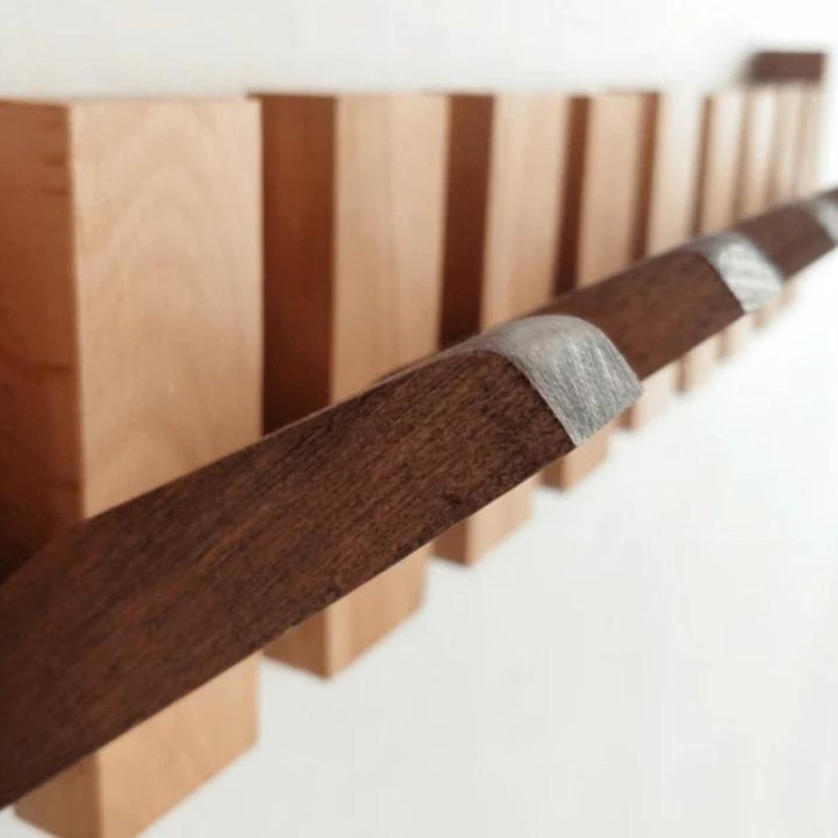 Coatrack | Walnut Wood | Piano-Key Design Wall-Mounted | Sophisticated Living Space