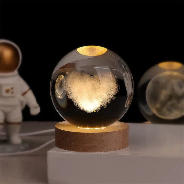 LED Crystal Ball | Clear Crystal & LED Light | Spherical Moon Design | Living Room Accent