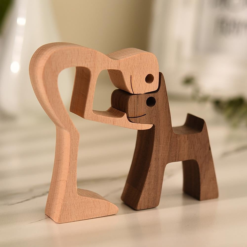 Handcrafted Wooden Dog Figurine - Minimalist Abstract Sculpture for Home Decor