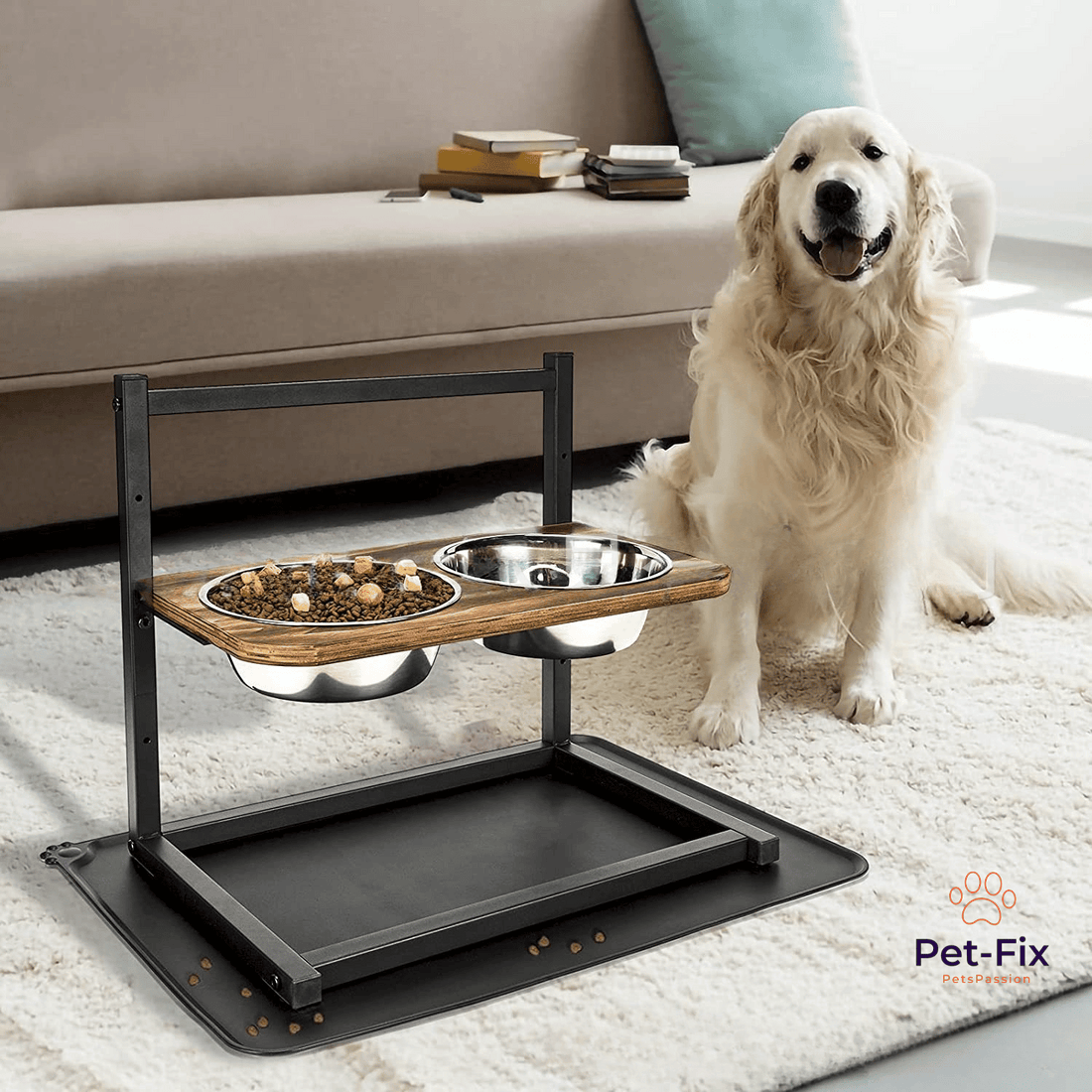 Elevated Dog Feeding Station with Stainless Steel Bowls - Ergonomic Design