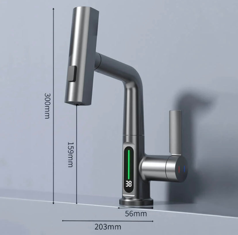 Kitchen Faucet | Matte Black Metal & LED Display | Touch Control & Pull-out Sprayer | Modern Kitchen