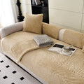 Sofa Cover | Plush Fabric | Herringbone Pattern & Non-Slip Backing | Modern Living Room