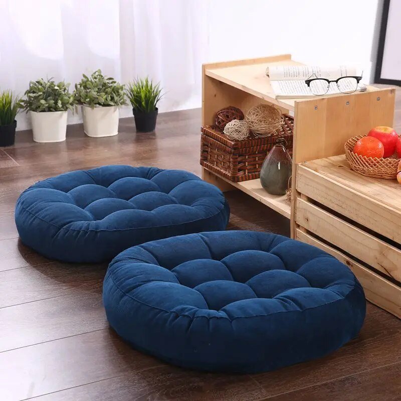 Floor Cushion | PU Foam & Textile Fabric | Round Thick Cushioning | Versatile Living Space