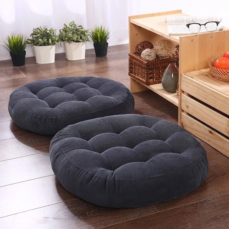 Floor Cushion | PU Foam & Textile Fabric | Round Thick Cushioning | Versatile Living Space