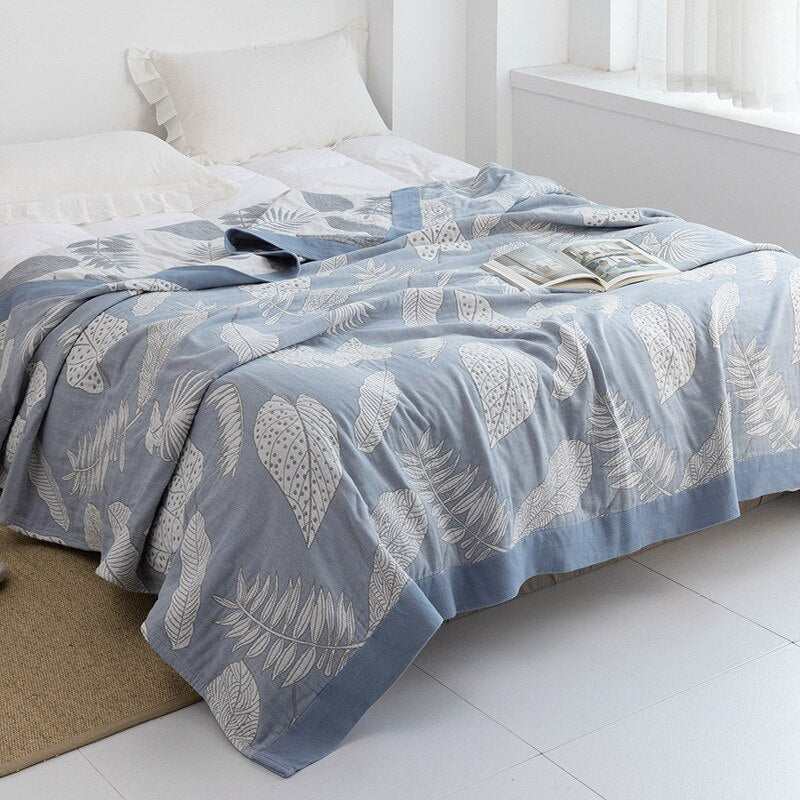 Throw Blanket | Soft Cotton | Floral Pattern & Reversible Design | Living Room Accent