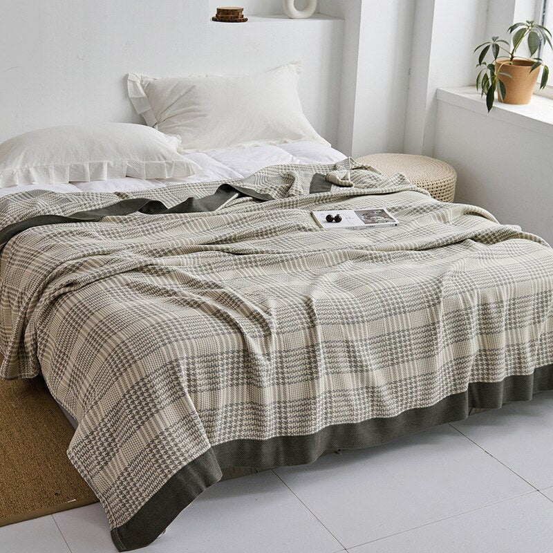 Throw Blanket | Soft Cotton | Floral Pattern & Reversible Design | Living Room Accent