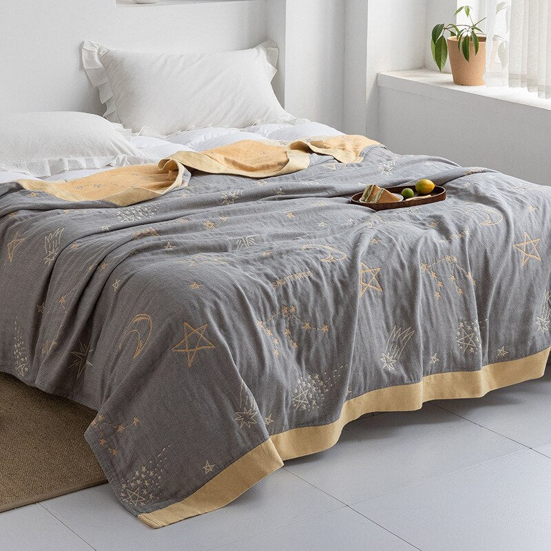 Throw Blanket | Soft Cotton | Floral Pattern & Reversible Design | Living Room Accent