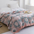 Throw Blanket | Soft Cotton | Floral Pattern & Reversible Design | Living Room Accent