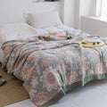 Throw Blanket | Soft Cotton | Floral Pattern & Reversible Design | Living Room Accent