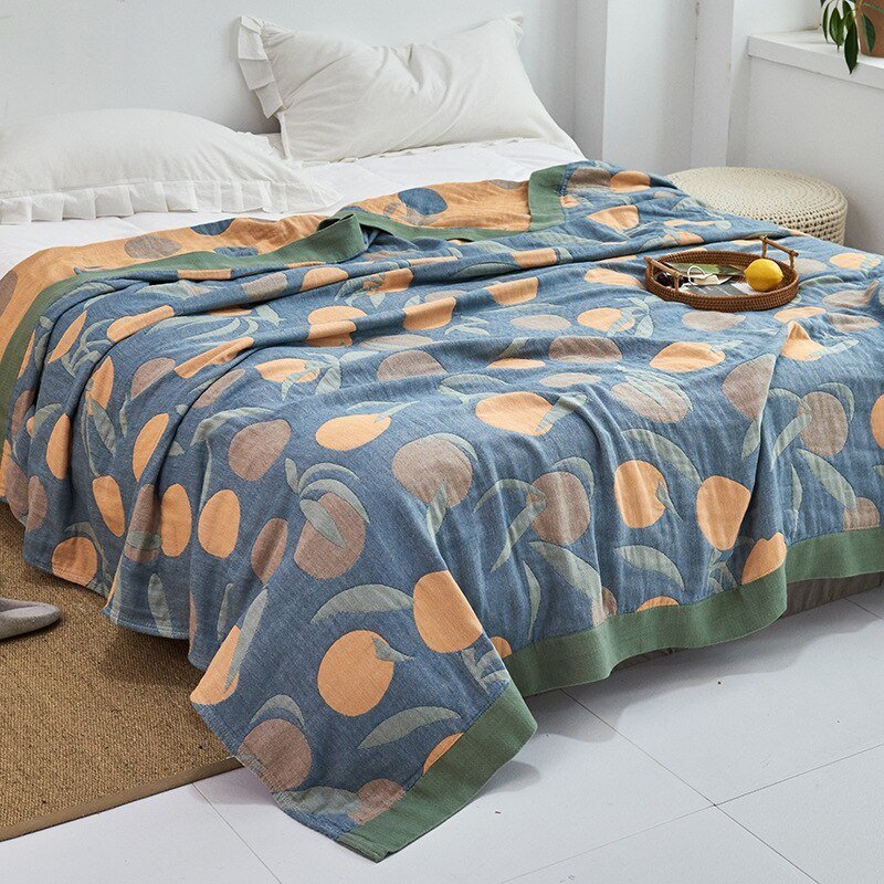 Throw Blanket | Soft Cotton | Floral Pattern & Reversible Design | Living Room Accent