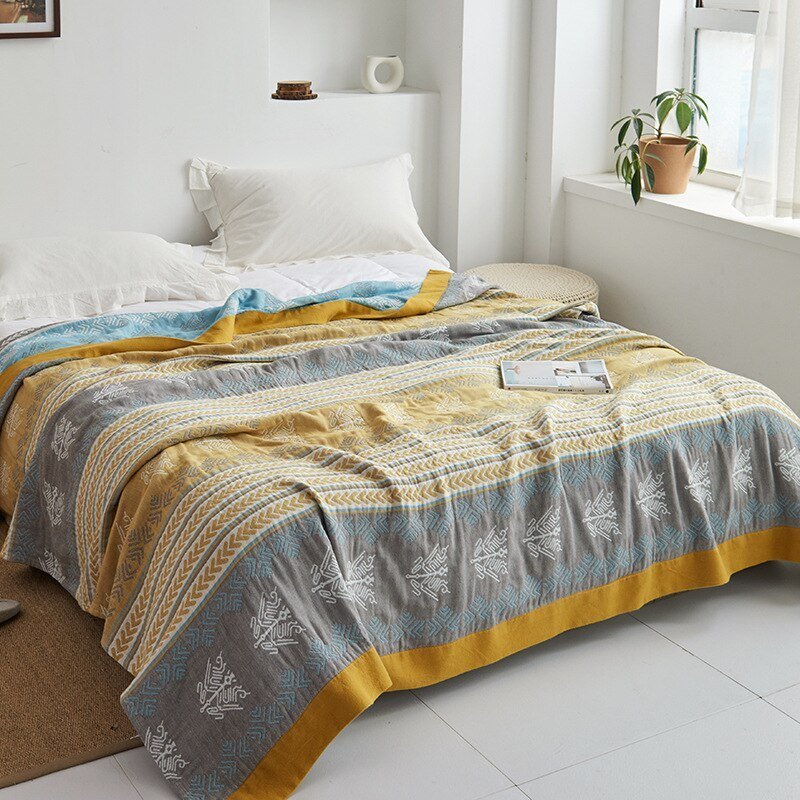 Throw Blanket | Soft Cotton | Floral Pattern & Reversible Design | Living Room Accent