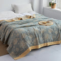 Throw Blanket | Soft Cotton | Floral Pattern & Reversible Design | Living Room Accent