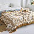 Throw Blanket | Soft Cotton | Floral Pattern & Reversible Design | Living Room Accent
