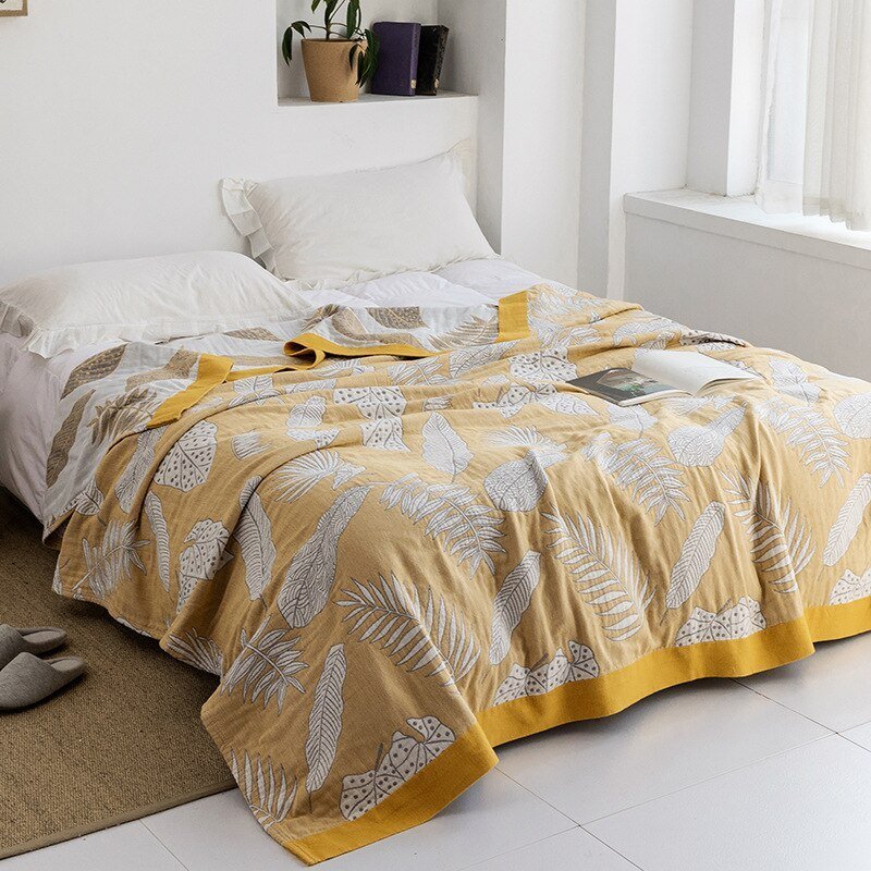 Throw Blanket | Soft Cotton | Floral Pattern & Reversible Design | Living Room Accent