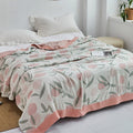 Throw Blanket | Soft Cotton | Floral Pattern & Reversible Design | Living Room Accent