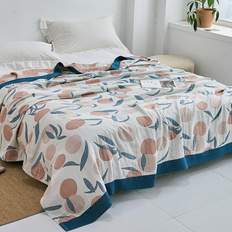 Throw Blanket | Soft Cotton | Floral Pattern & Reversible Design | Living Room Accent
