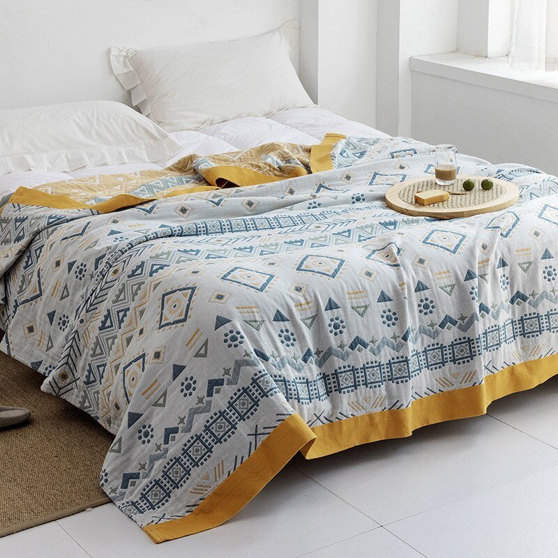 Throw Blanket | Soft Cotton | Floral Pattern & Reversible Design | Living Room Accent