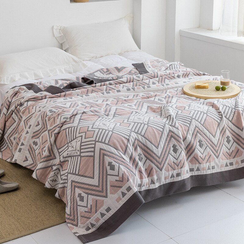 Throw Blanket | Soft Cotton | Floral Pattern & Reversible Design | Living Room Accent