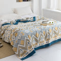 Throw Blanket | Soft Cotton | Floral Pattern & Reversible Design | Living Room Accent