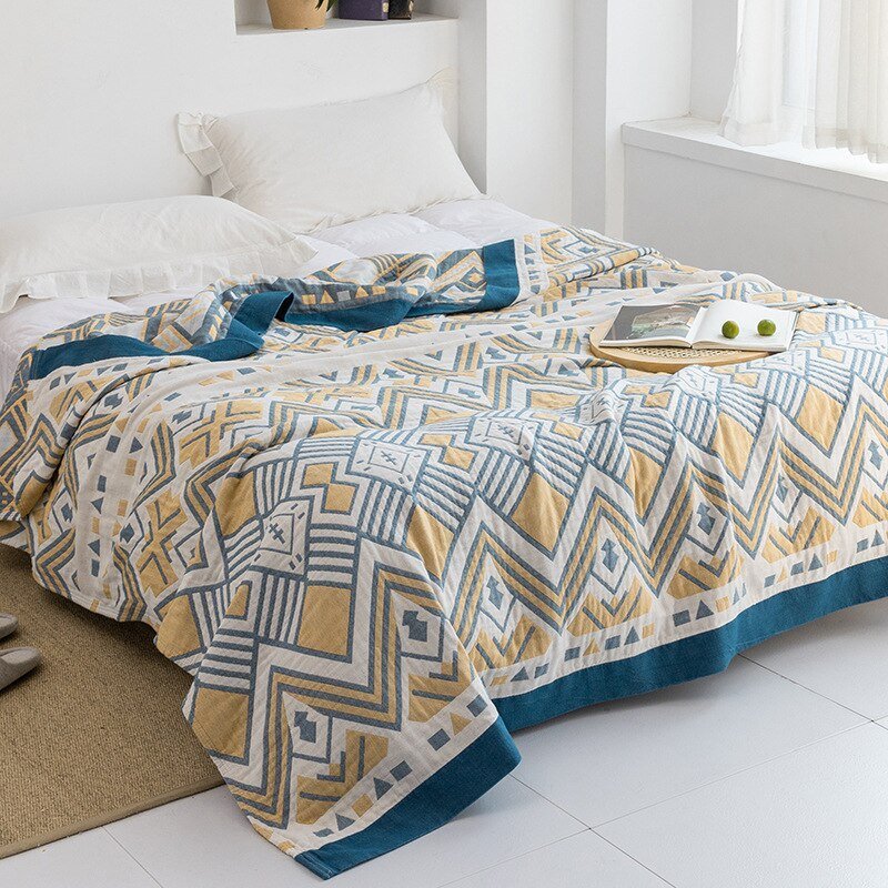 Throw Blanket | Soft Cotton | Floral Pattern & Reversible Design | Living Room Accent