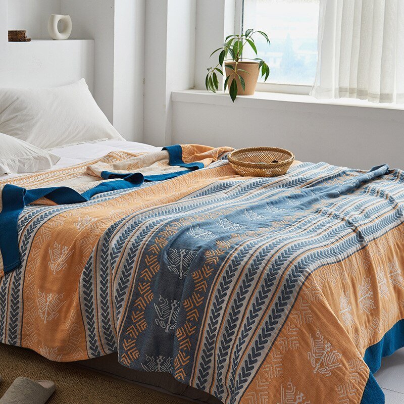 Throw Blanket | Soft Cotton | Floral Pattern & Reversible Design | Living Room Accent