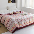 Throw Blanket | Soft Cotton | Floral Pattern & Reversible Design | Living Room Accent