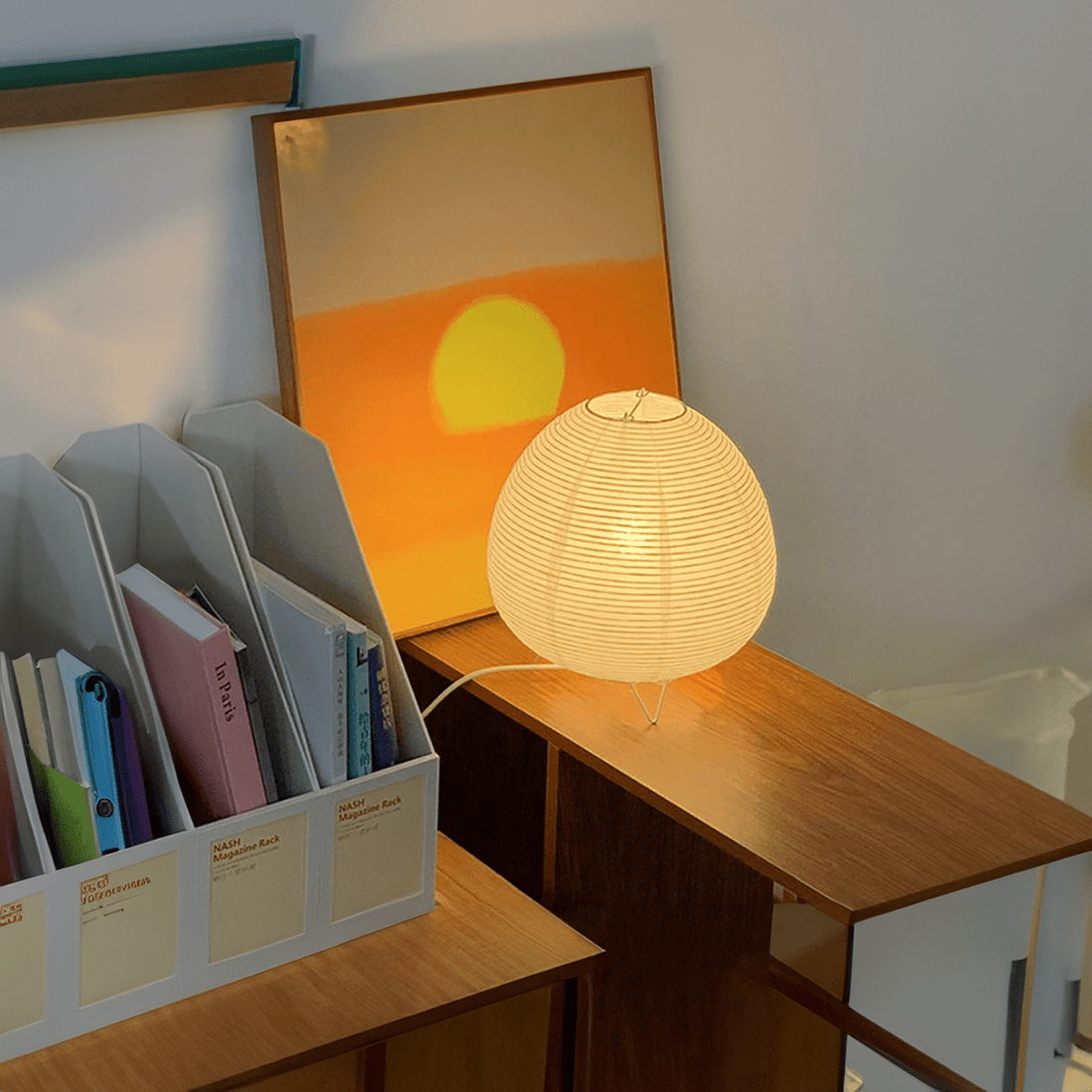 Table Lamp | Paper & Metal | Textured Paper Shade | Living Room Accent