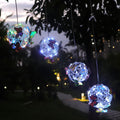Solar Garden Lantern | Metal & Colored Glass | Butterfly Motifs & Spherical Wireframe | Garden Parties