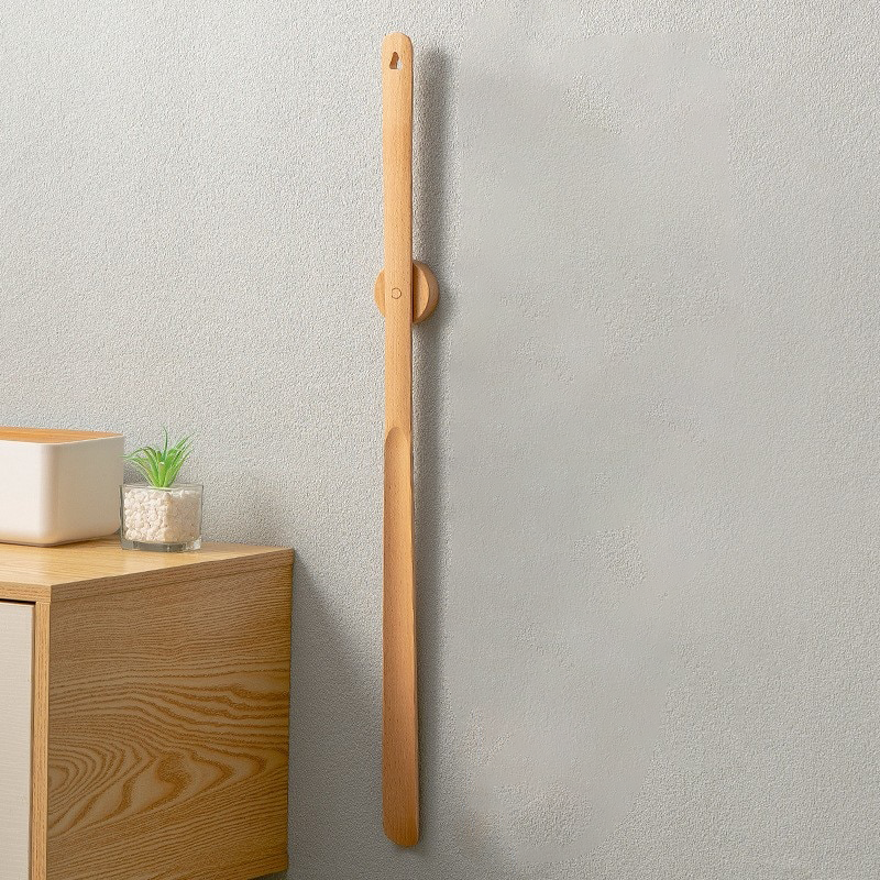 Shoehorn | Natural Wood | Long Handle & Magnetic Mount | Entryway Organizer