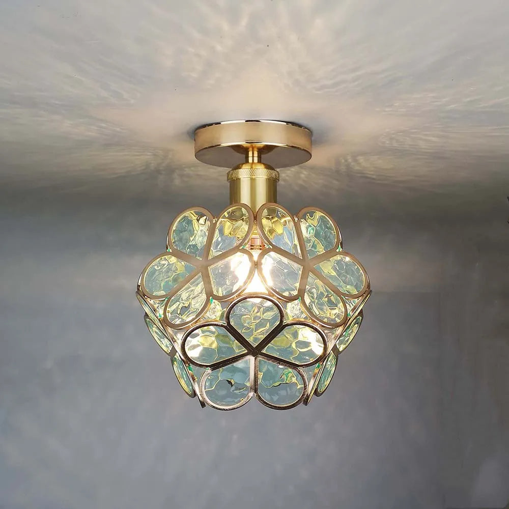 Modern Floral Glass Ceiling Light - Elegant Flush Mount Fixture