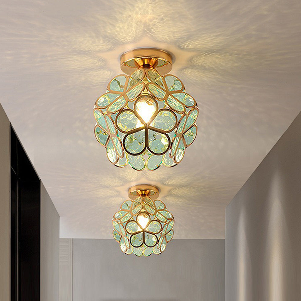 Modern Floral Glass Ceiling Light - Elegant Flush Mount Fixture