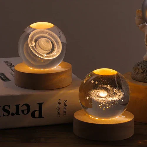 LED Crystal Ball | Clear Crystal & LED Light | Spherical Moon Design | Living Room Accent